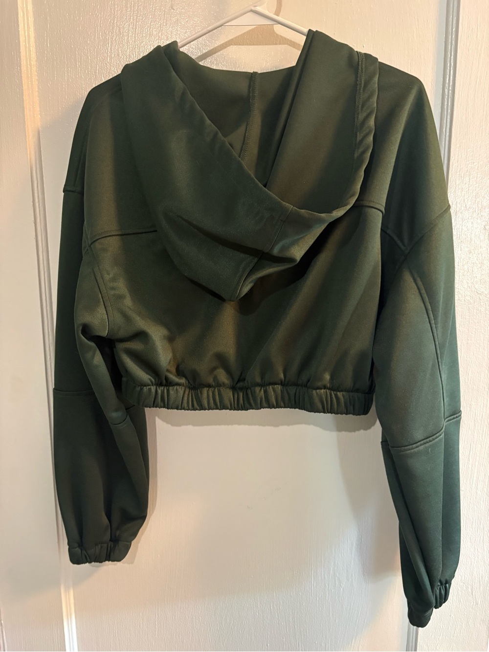 BDG Dark Olive Cropped Bomber Hoodie Jacket - Picture 3 of 3